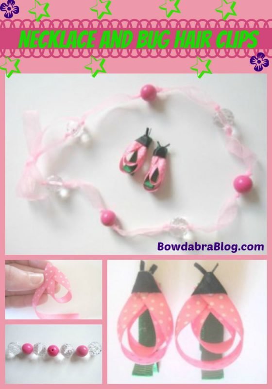 Necklace and Bug Hair Clip Collage