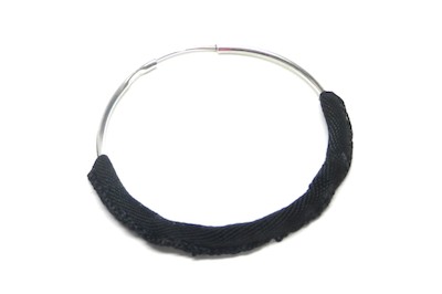 Black ribbon onto the hoop earring Hoop Earring