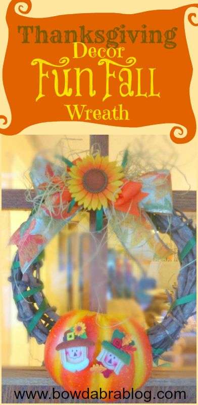 best fun fall wreath with Bowdabra DIY bows