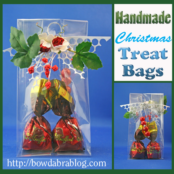 Handmade Christmas Gifts: Treat Bags with Punchinello Ribbon Bows Extravagant inexpensive Christmas DIY gifts