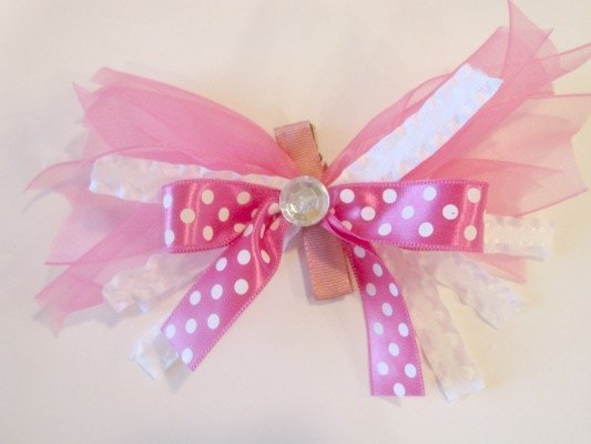 Pink Polka Dot Bowdabra Hair Bow 