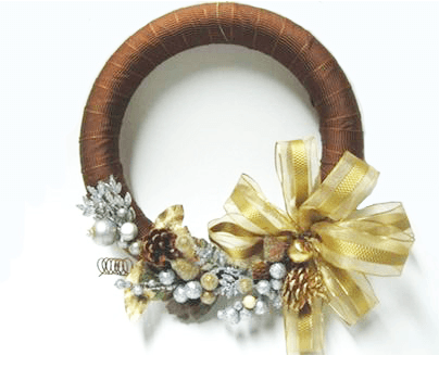 Ribbon Wrapped Wreath and Bow