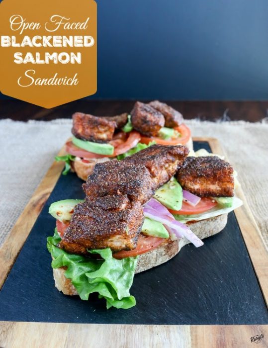 Blackened salmon sandwich