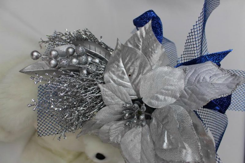 silver and blue bow christmas in july