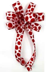A Traditional Candy Cane Colored Polka Dotted Bow