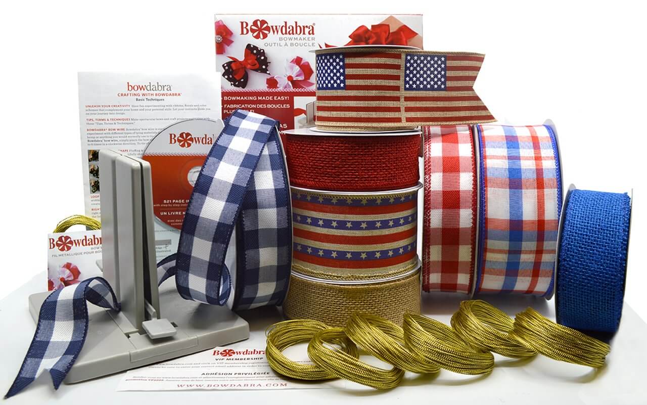 Bowdabra All In One Patriotic Ribbon Kit Online For DIY Bows & Crafting