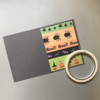 Adhere Patterned Paper to Front Side of Card