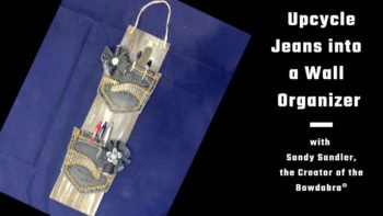 upcycled jeans wall organizer