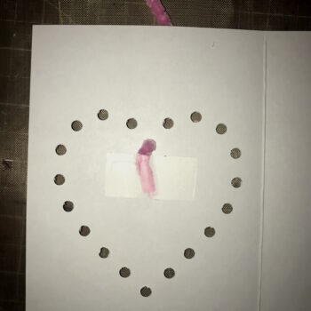 Secure Beginning Yarn End on Inside of Card with Tape