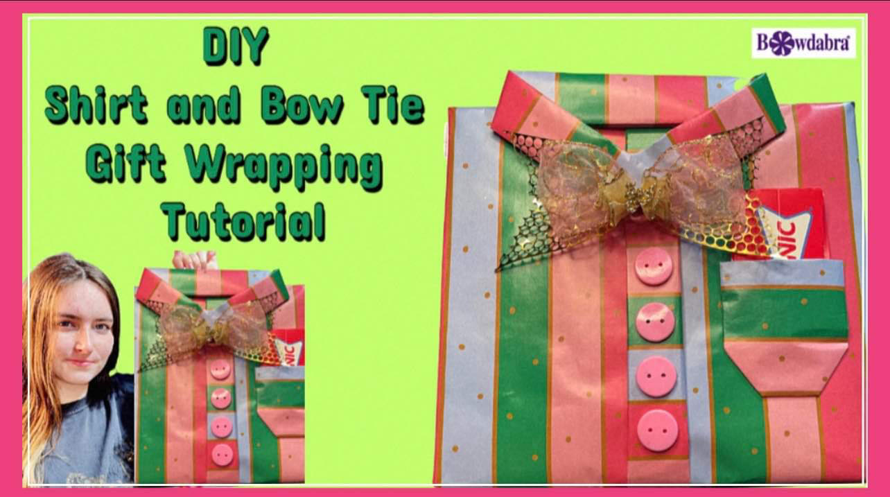 diy ribbon bow tie for gift wrapping