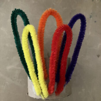 Attach Folded Pipe Cleaners to Toilet Roll