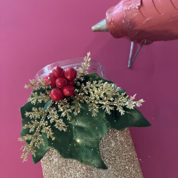 Hot Glue Small Wintery Floral to Jar