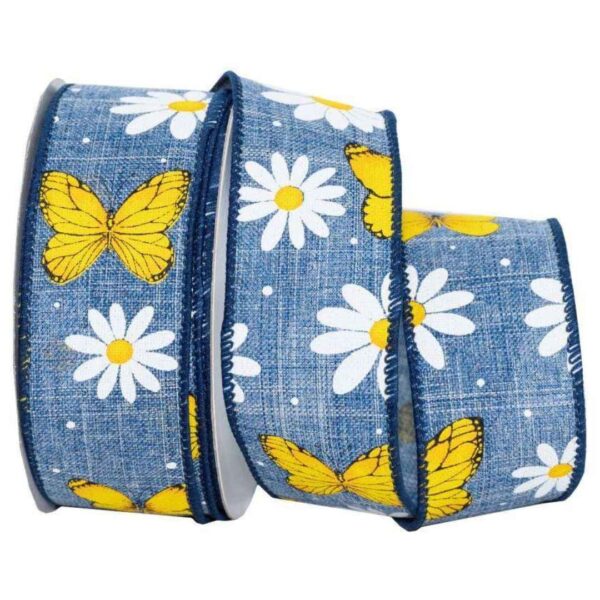 1-1/2" Daisies & Butterflies Ribbon