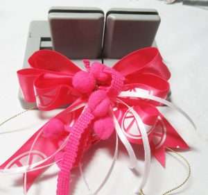 watermelon print gift wrap bow