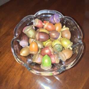 Painted Acorns Displayed in a Bowl