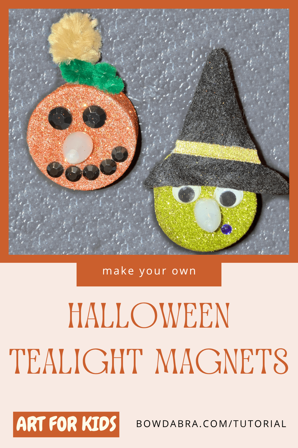 Witch and Jack-o-Lantern Halloween Tealight Magnets