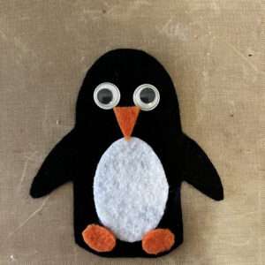 Glue Belly-Beak-Eyes and Feet to Penguin Felt Finger Puppet