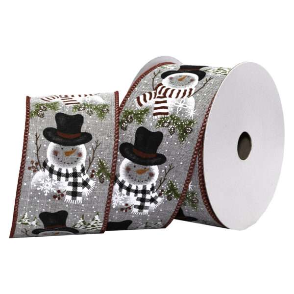 2-1/2" COZY SNOWMEN 10YD Grey/White/Red