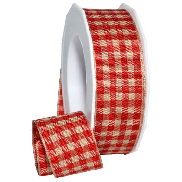 1"HARVEST PLAID 10YD Holiday Red wired