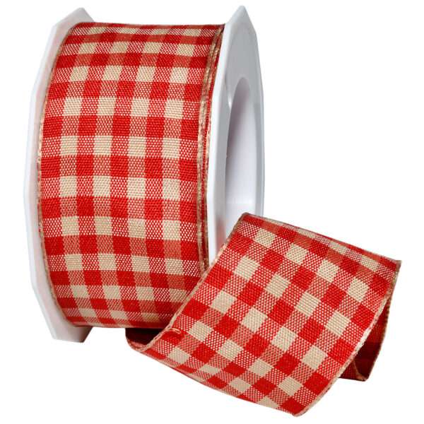1-1/2" HARVEST PLAID 10YD Holiday Red wired