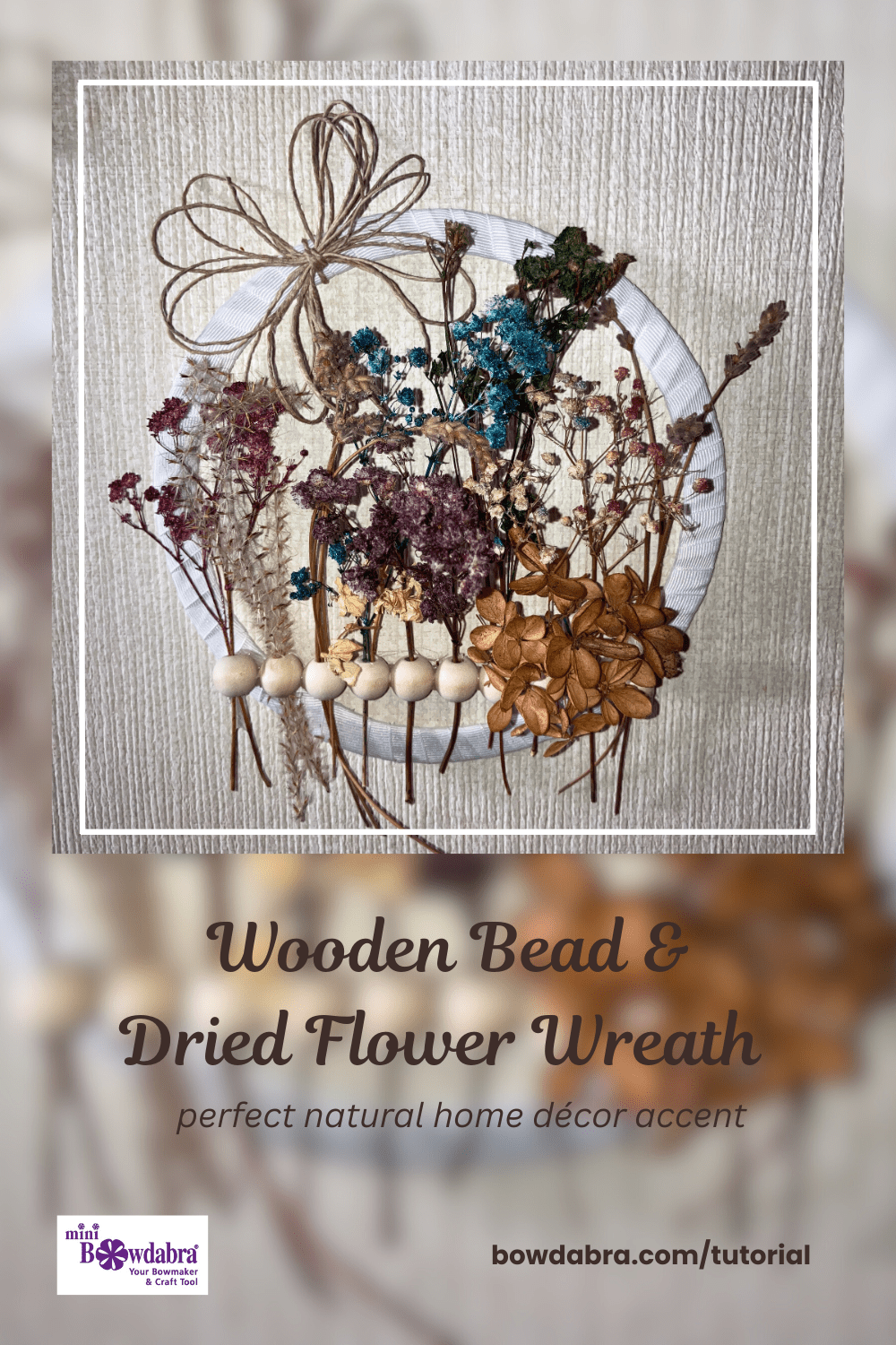 Wooden Bead & Dried Flower Wreath