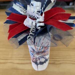 Hot Glue Bow to Top of Toilet Roll Firecracker