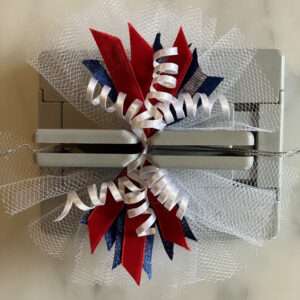 Layer Blue, Red, and White Corker Ribbons in Mini Bowdabra