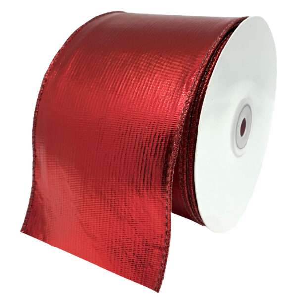 4" WIRED LAMÉ 10YD Red