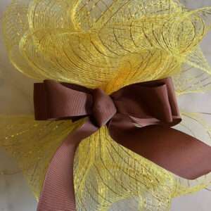 Place Grosgrain Bow Across the Mesh Bow