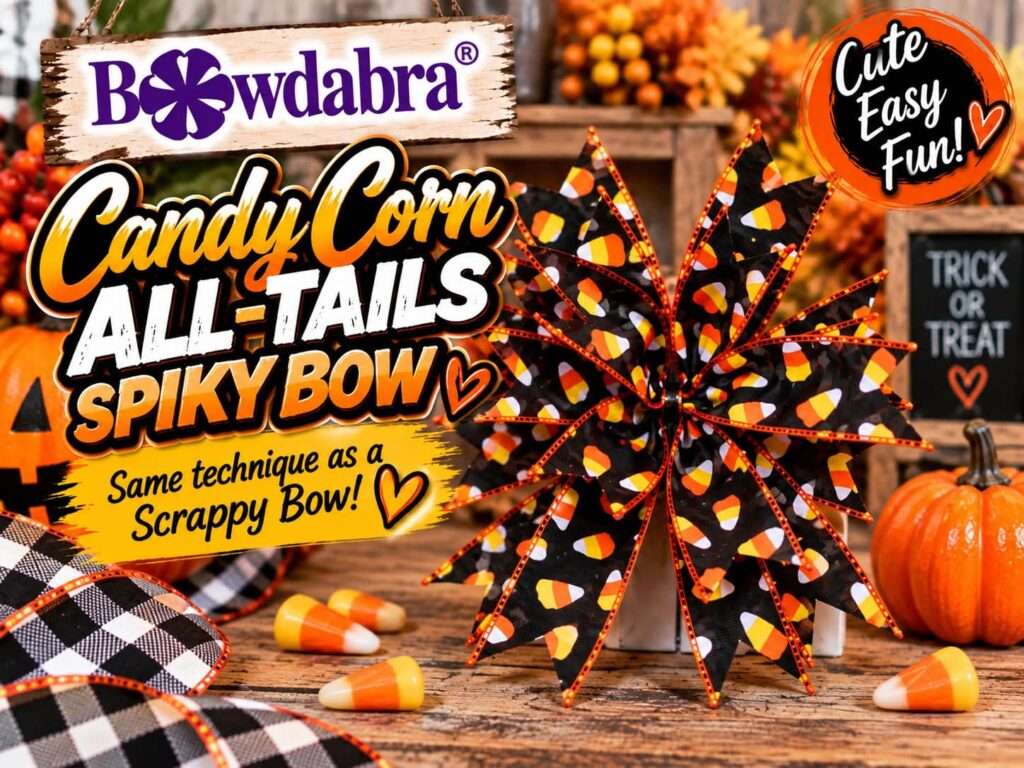 Video – How to make an easy candy corn spiky bow