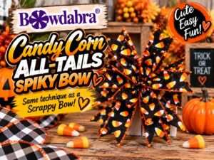 Video – How to make an easy candy corn spiky bow