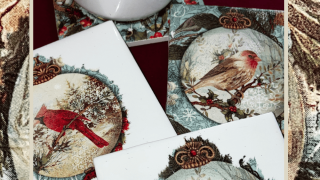 Napkin Collage Tile Holiday Coasters